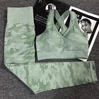 Gym Fitness Clothing Camo Printed Yoga Pants and Bra Set Custom Logo Seamless Yoga Set Women