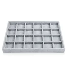 Custom Removable 24- Slot Seperation Desktop Velvet Jewelry Display Tray