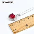 Ruby Pendant Lab Created Red Ruby Heart Shape Pendant Necklace 925 Sterling Silver Gemstones Choker Statement Necklace Women Chain