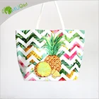YumuQ Summer Large Canvas Beach Tote Shoulder Bag, Travel Beach Bag with Private Label