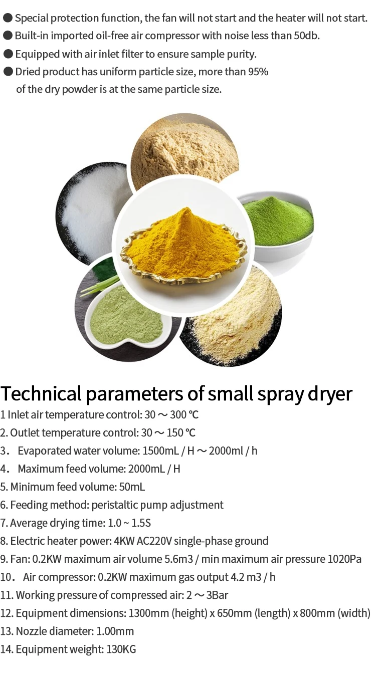 4500W spray dryer equipment atomizer milk Small Mini Stainless Steel Spray Dryer