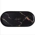 Custom Black round oval Marble Serving Tray/Ceramic tray/serving tray for Home Hotel Restaurant