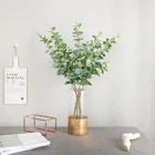 Wholesale artificial silk single branch eucalyptus leaves vertical plant wall decoration artificial plant vines