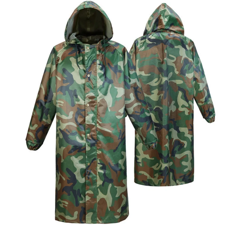 OEM Mens Camo Raincoat With Hood 1pc Camouflage Raincoat Women'S