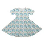 Short Sleeve Children Clothings Snow Pattern Kids Smock Dress Nice Girls Twirling Skirts For Wholesale