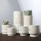 Speckle glaze design funny face embossed ceramic home decor garden decoration succulent pots for plants