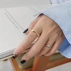 Gold Silver 925 Gold Vermeil Irregular Wave Open Rings