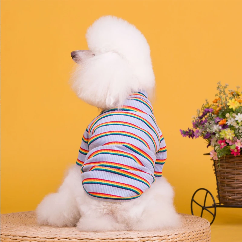 High Quality Pet Clothes Dog T-shirt For Autumn New Korea Best Selling Striped Dog Clothes Pet T-Shirt Puppy Clothes Wholesale