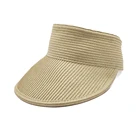 Shangyi Women Blank Beige Foldable Straw Visor Hats