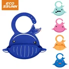 2019 wholesale waterproof silicone baby bib easily wipes clean with fda food grade catcher for children