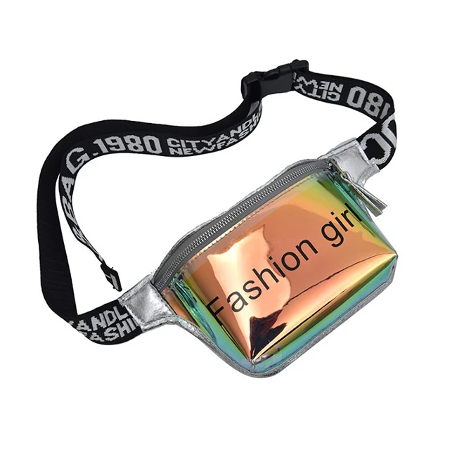 Promotional small woman belt waterproof holographic chest waist bag