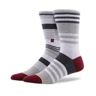MEIKAN Eco-friendly Fashion Men Business Dress Cotton Crew Striped Custom OEM Socks for men