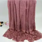 New arrival fashion design with great varieties lady lace edge crinkle cotton scarf