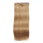 卸売焼きリアルナチュラル 100% シームレスバージンインド人間 cheveux インクリップ髪、の remy ストレート女性のクリップ毛延長