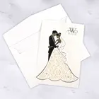 beige luxury elegant laser cut wedding card invitation wholesale