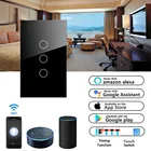 120タイプメーカー米国auオーストラリアアメリカ10a 250v alexa googleタッチライトガラスパネルスマートwifiウォールスイッチ
