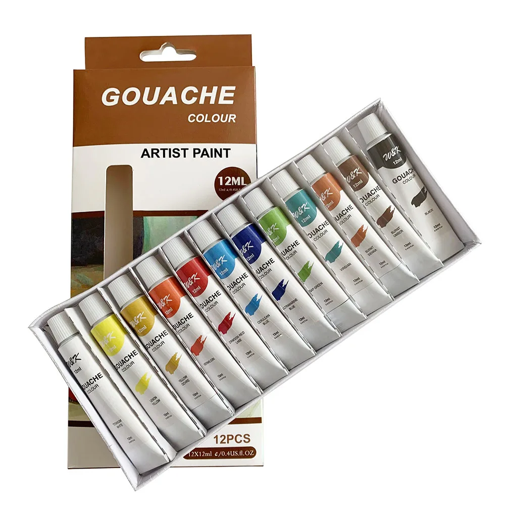 12 colors gouache painting set for beginner and kids