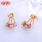 Fashion Geometric Crystal Cubic Zircon Stud Earrings Geometric Square Crystal Diamond Gold Earring For Ladies