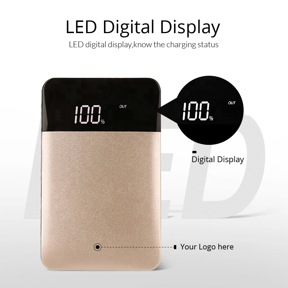 Mini 10000mah double usb led display power bank free logo custom FBA service for amazon seller - ANKUX.COM