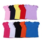 100% Cotton Girls T-shirts Classic plain tops for little girls kids clothing short sleeve shirts
