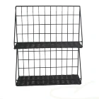 Multifunctional 2 tier black metal wire iron storage basket magazine rack
