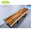 Factory price suar wood live edge slab table / solid walnut slab dining table with natural edge metal legs