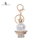 Comprehensive customization crystal rhinestone Pearl Angel keyring