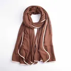 Wholesale 2020 latest female instant shawl high quality large cotton linen white edge women solid thin scarf