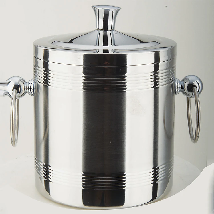 New 1.0L/1.4L/2L Double wall insulated stainless steel wine ice bucket with tongs