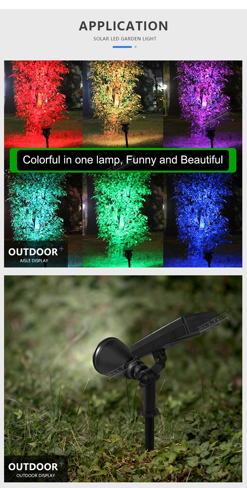 ALLTOP Factory direct sale outdoor garden landscape waterproof IP65 7w RGB solar LED spike lighting