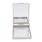 Square Plastic Double sides 1X/2X magnifying Compact pocket mirror with 2 pcs led lights