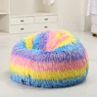 Furniture Living Room Modern Home Furniture Living Room Colorful Plush Fur Round Bean Bag