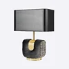 Fluff Leather And Gold Metal Base Black Lampshade Table Lamp
