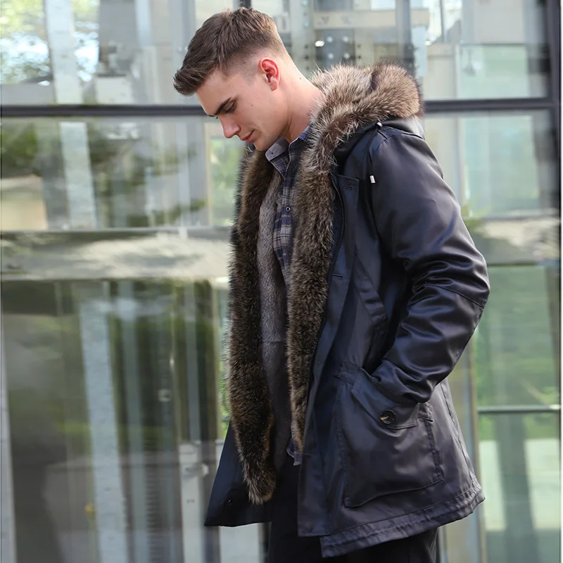 Mens's Raccoon Winter Fur Jacket