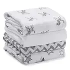 Momcozy Muslin Baby Swaddle Blankets Large Neutral Receiving Blankets Wrap for Baby 47 x 47 inch 4 Pack