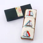 Terry 1 Set Of Sailboat Embroidery Terry Face Towel Hand Towel 100% Cotton