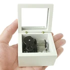 Exquisite workmanship white music box with mirror musical jewelry box wooden