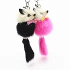 Nice Quality Bag Car Key Chains Cute Fake Fur Plush Mini Fox Tail Tassel Charm Keychain fluffy key holders