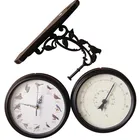 Antique double sided station clock/garden decoration two sided wall clock with thermometer