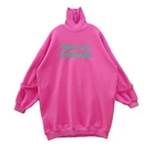 2019 autumn and winter women's clothing High collar letter embroidery terry fleece hoodie woman