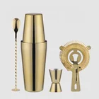 Factory direct 750ml stainless steel golden bar tool maker excellent houseware gold cocktail shaker set