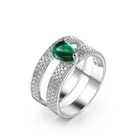 Emerald Rings 2019 Delicate Emerald Drop Water Shape Cubic Zircon Gemstones Eternity Bands Rings