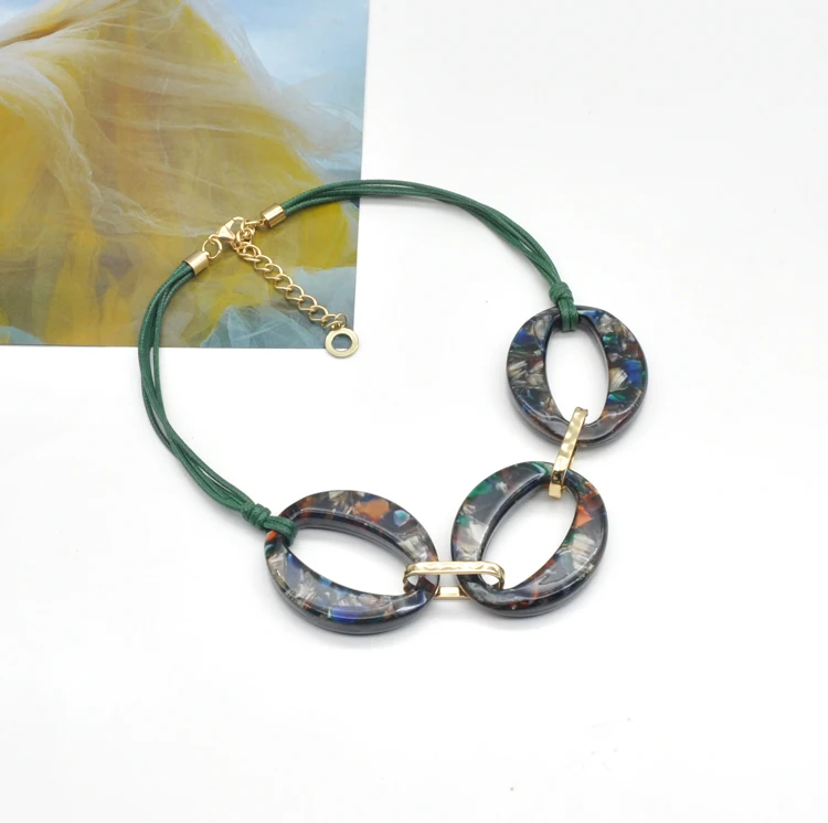 2021 colorful spring summer jewelry for women hoop link rope chain cellulose acetate necklace
