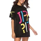 Clothes Summer 2020 Womens Clothes Letters Printed Loose Mid-length T-shirt Skirt Sexy Sequin Dress