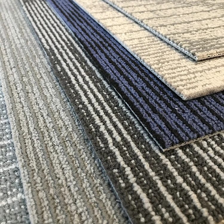 New Arrival Stripe 60*60cm Nylon Carpet Tiles with PVC Backing