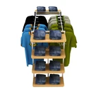 Long Run Used Sale Brass Funiture Garment Store Showcase Shop Fittinng Wood Display Clothing Rack