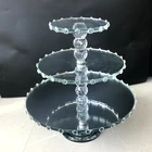 卸売ウェディングイベント食器タイプスクエアシルバークリスタルガラスミラー充電器プレートダイヤモンド石リム