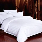 40S 1 & 3cm stripe hotel bedding duvet cover bed sheet set for hotel used with small MOQ