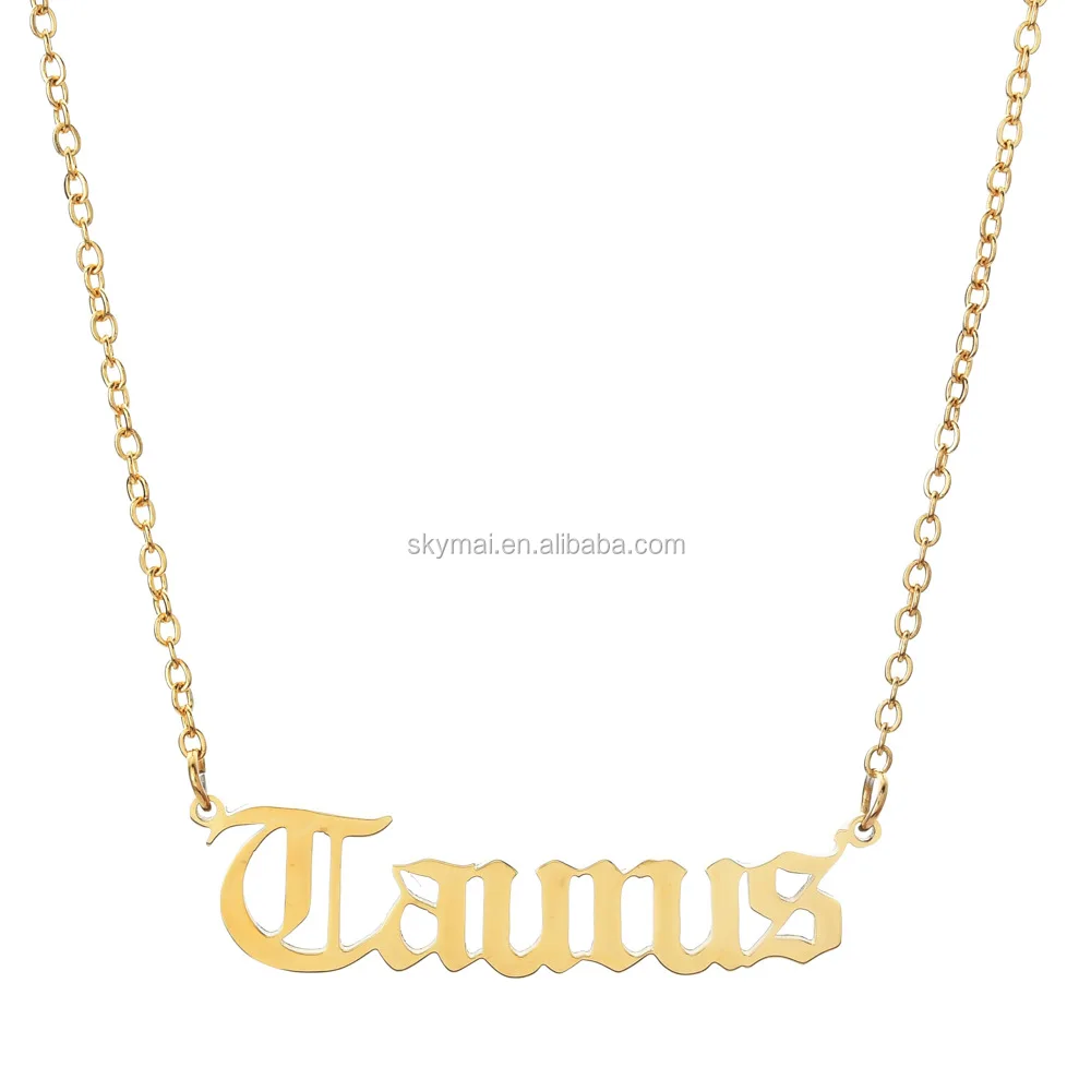 Personalized Stainless steel letter necklace,zodiac pendant necklace for women
