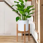 Adjustable Bamboo Plant Stand Modern Flower Potted Holder Rack for Indoor Outdoor, Fit 8'' to 12'' Planter